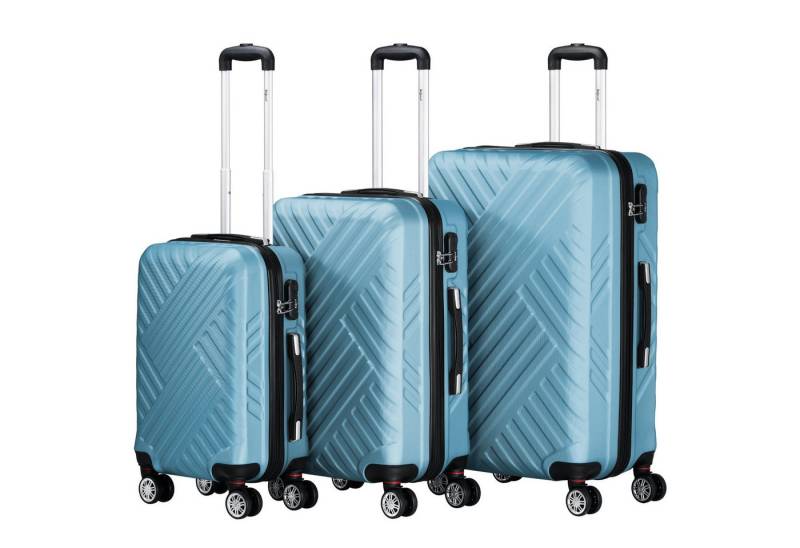Zelsius Kofferset Koffer Set 3 Stück, Stahlblau, ABS Hartschalenkoffer mit Zahlenschloss, 4 Rollen, (3 tlg), 4 schwenkbare Doppelrollen von Zelsius