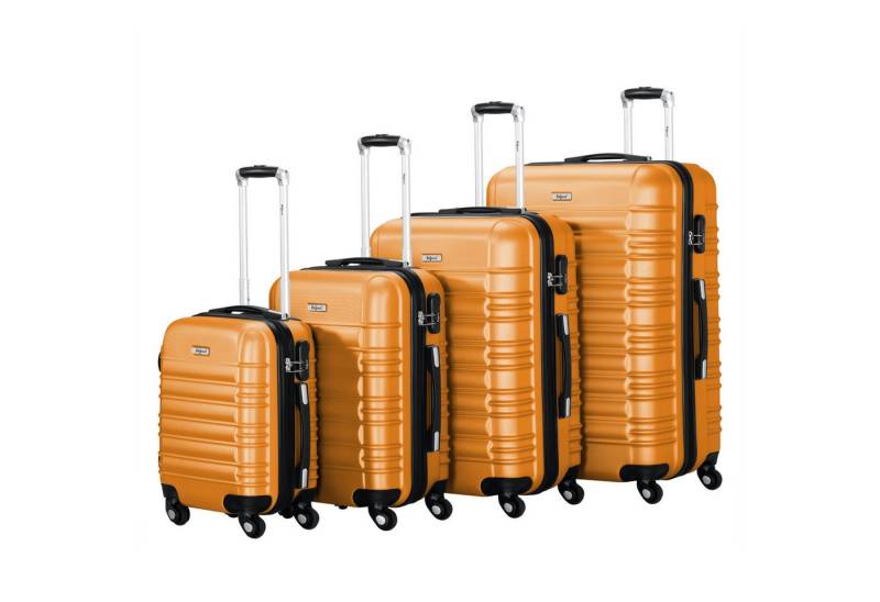 Zelsius Kofferset Koffer Set 4 Stück, Orange, ABS Hartschalenkoffer mit Zahlenschloss, 4 Rollen, (4 tlg), 4 schwenkbare Rollen von Zelsius