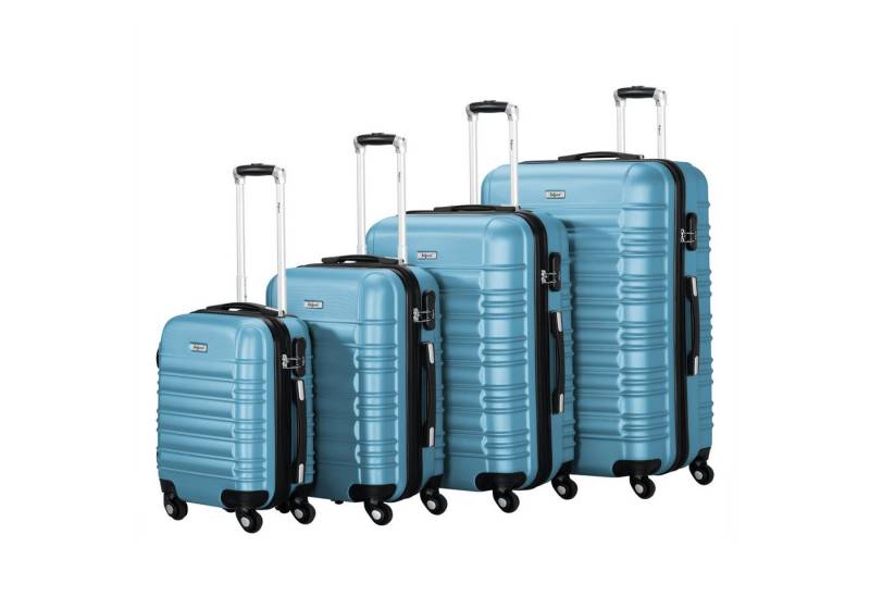 Zelsius Kofferset Koffer Set 4 Stück, Stahlblau, ABS Hartschalenkoffer mit Zahlenschloss, 4 Rollen, (4 tlg), 4 schwenkbare Rollen von Zelsius