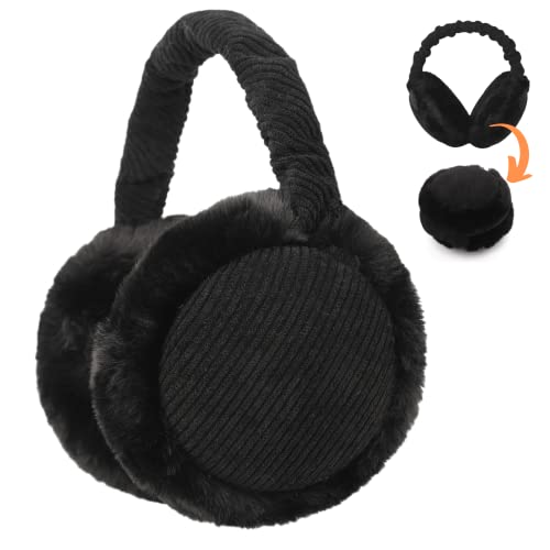 Ohrenwärmer für Damen Faltbare Plüsch warme Kälteschutz Outdoor Ohrenmuscheln (Schwarz) von Zeltauto