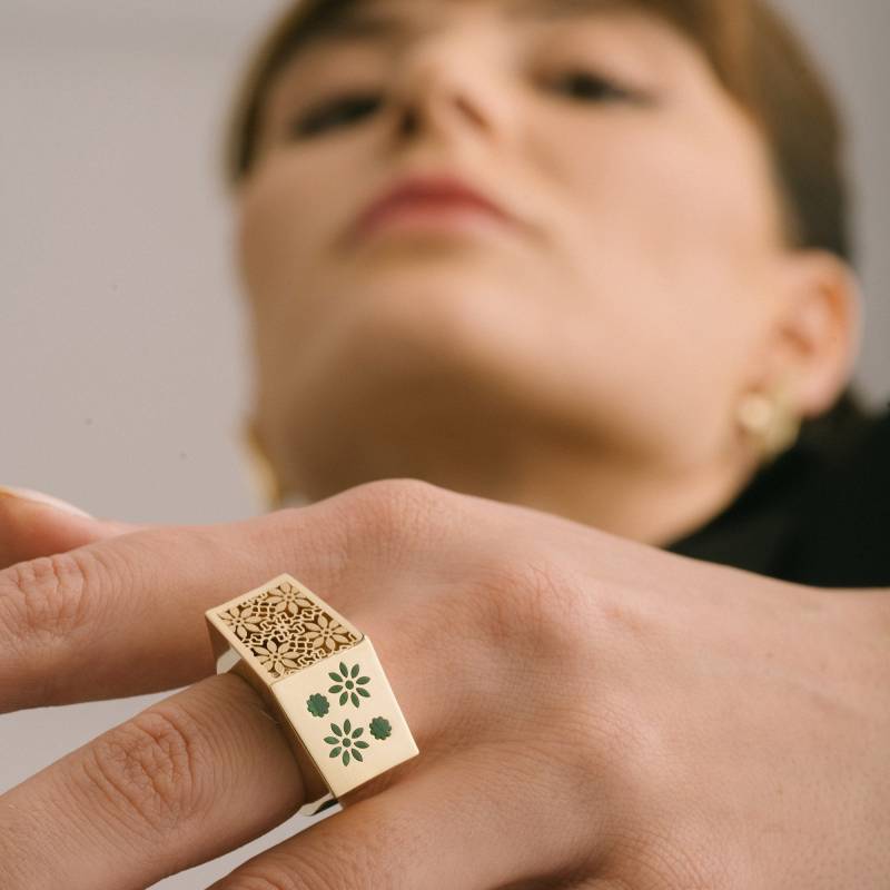 Blühende Blume Malachit Ring, Feiner Handgemachter Maximalist Schmuck, 14K Solid Gold Chunky Cool Einzigartige Sommer Hochzeit Geschenk von ZelvetiJewelry