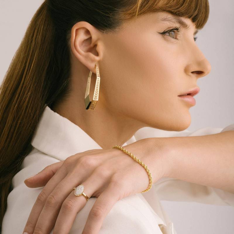 Goldene Flamme Klobige Hoop Ohrringe, Feiner Handgemachter Maximalist Schmuck, 14K Massivgold Lange Dicke Sommer Hochzeitsgeschenk von ZelvetiJewelry