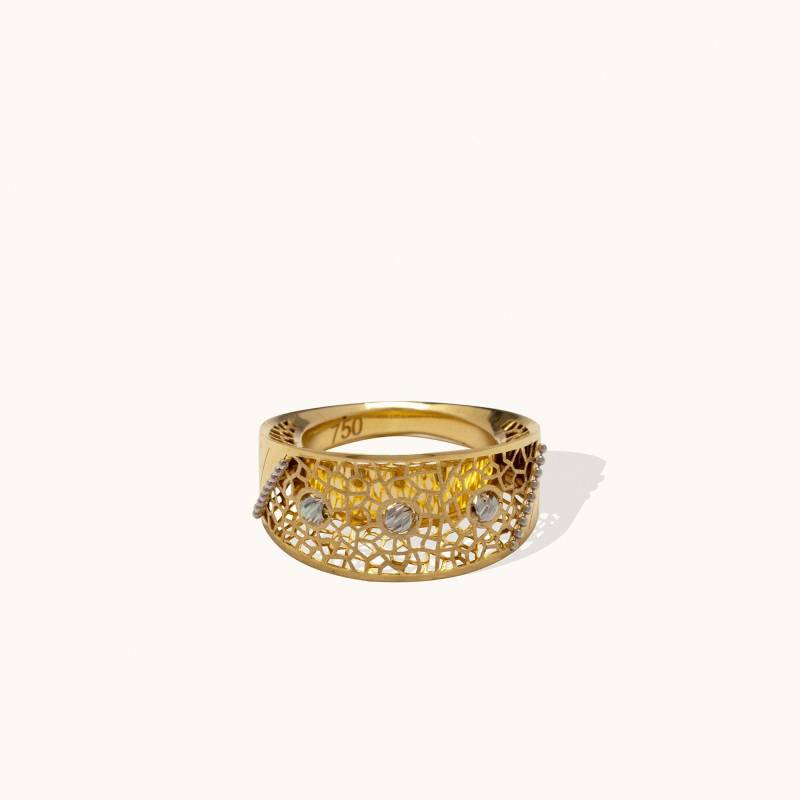 14K Solid Gold Blumenranke Ring Handgemachter Perlenschmuck von ZelvetiJewelry