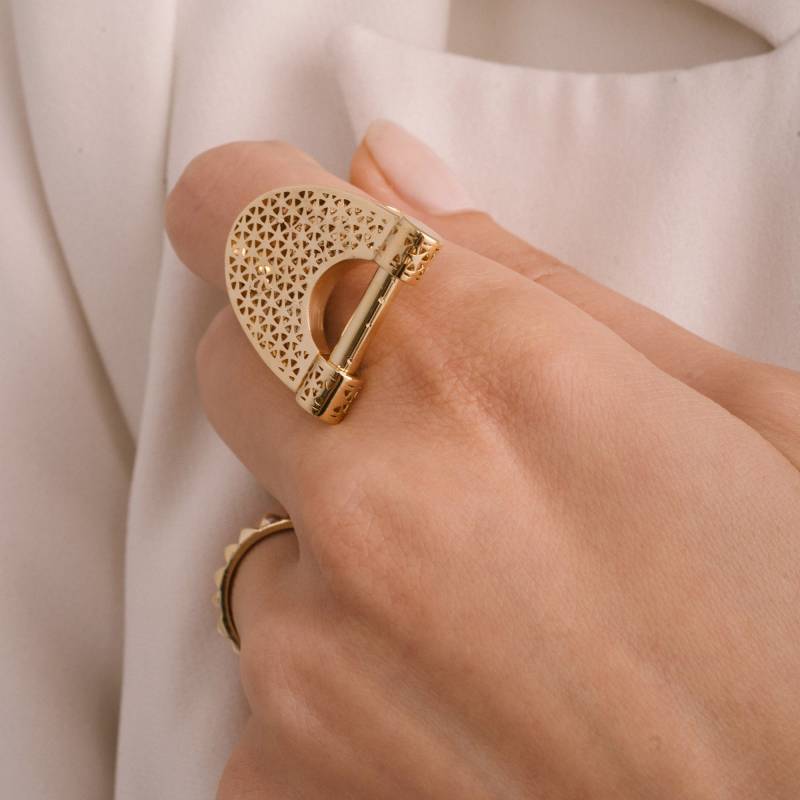 Solid Gold Glück Hufeisen Statement Ring, Feiner Handgemachter Goldschmuck, 14K Zierliche Coole Klobige Einzigartige Sommer Hochzeitsgeschenk von ZelvetiJewelry
