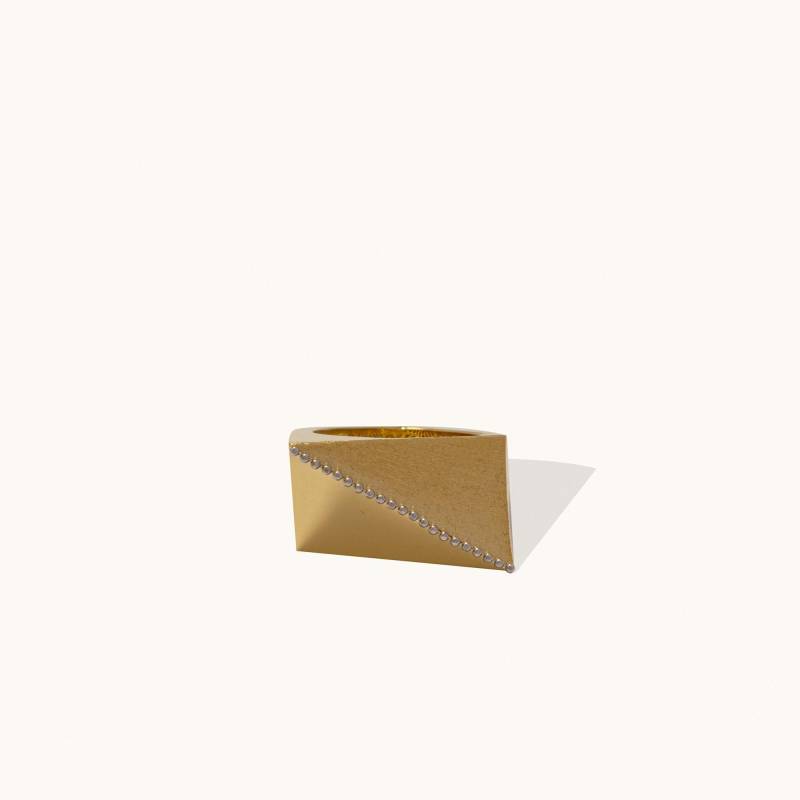 Halb Gebürsteter Matt-Statement Ring, Feiner Handgemachter Maximalist Schmuck, 14K Massivgold Cooler Klobiger Stapelbarer Einzigartiges von ZelvetiJewelry