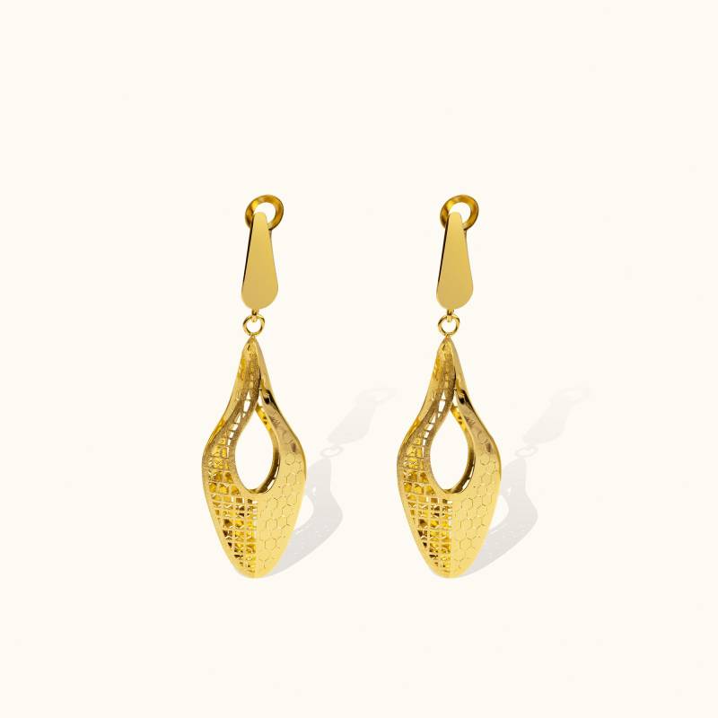 14K Gold Wabenohrringe Handgemachter Feiner Schmuck von ZelvetiJewelry