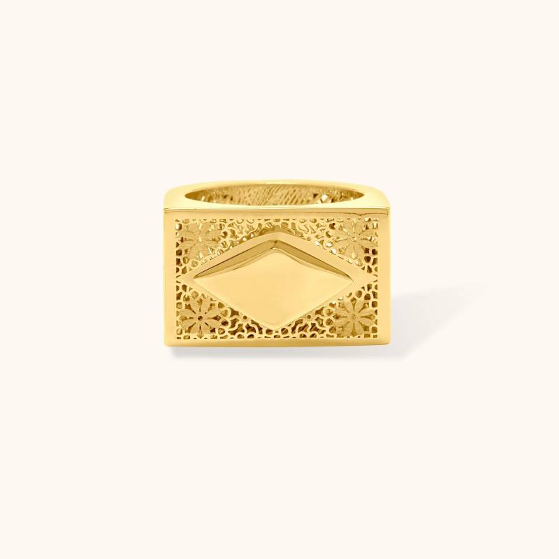 Handgemachte 14K Solid Gold Floral Statement Ring Chunky Fine Jewelry von ZelvetiJewelry