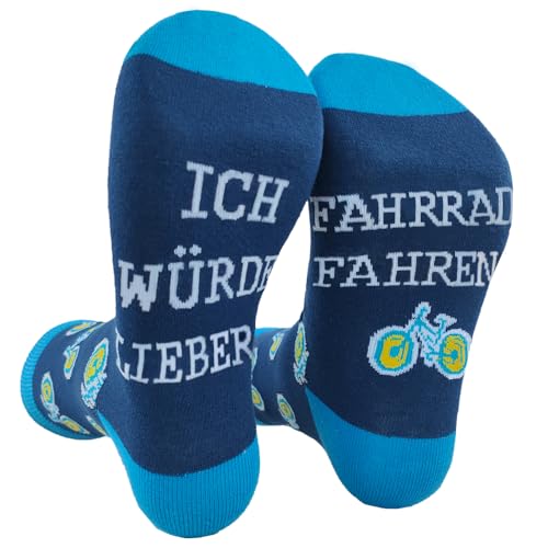 Zemolo Lustige Socken Geschenk für Männer, ICH WÜRDE LIEBER FAHRRAD FAHREN Socken Witzige Socken Lustig Socken Weihnachten Ideen Geschenke Vatertag Männertag für Herren 43-46 von Zemolo