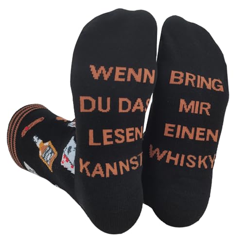 Zemolo Lustige Socken Geschenke für Männer Frauen Wenn Du Das Lesen Kannst Bring Mir Bier/Whisky Herrensocken Männertag Geburtstag Bester Geschenk für Papa Opa Freund Bruder Jungs von Zemolo