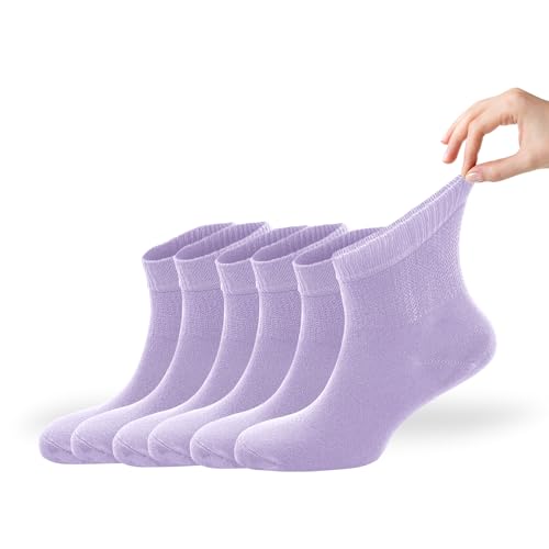 Zemy® Frauen lose Diabetikersocken | 6er-Pack Neuropathie-Knöchelsocken für Damen | superweiches, umweltfreundliches Bambusmaterial | langlebig mit nahtloser Zehenpartie | mehrfarbige Optionen | 4 von Zemy