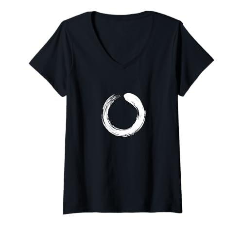 Damen Zen Enso Buddhismus Ring T-Shirt mit V-Ausschnitt Damen Zen Enso Buddhismus Ring T-Shirt mit V-Ausschnitt von Zen Buddhism
