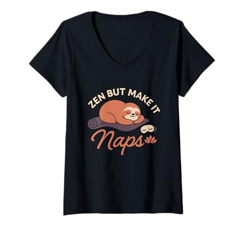 Damen Lazy Wellness Anti Hektik Humor Spirituelle Erschöpfung Vibes T-Shirt mit V-Ausschnitt Damen Lazy Wellness Anti Hektik Humor Spirituelle Erschöpfung Vibes T-Shirt mit V-Ausschnitt von Zen Burnout Club Soft Life Spiritual Nap Energy