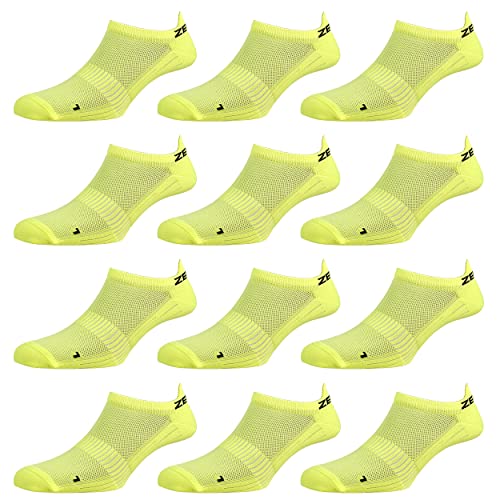 Zen Core gelbe Sneaker Füßlinge 3, 6, 12 Paare, Größe 40-43 und 44-47 für Herren, kurze Socken, Sport&Freizeit, Laufsocken, Fitness, Fahrradfahren, Running Socken, Atmungsaktiv, Antiblasen von Zen Core