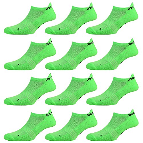 Zen Core grüne Sneaker Füßlinge 3, 6, 12 Paare, Größe 35-37 und 38-41 für Damen, kurze Socken, Sport&Freizeit, Laufsocken, Fitness, Fahrradfahren, Running Socken, Atmungsaktiv, Gepolstert, Antiblasen von Zen Core