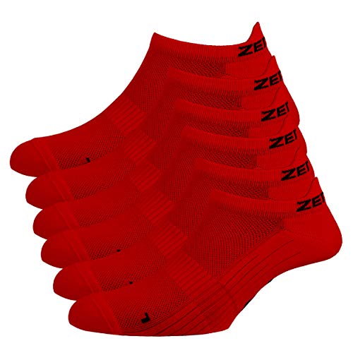 Zen Core rote Sneaker Füßlinge 3, 6, 12 Paare, Größe 40-43 und 44-47 für Herren, kurze Socken, Sport&Freizeit, Laufsocken, Fitness, Fahrradfahren, Running Socken, Atmungsaktiv, Antiblasen von Zen Core