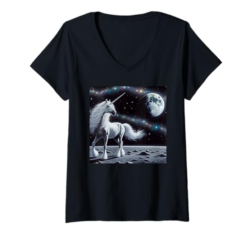 Damen Magisches Einhorn T-Shirt mit V-Ausschnitt Damen Magisches Einhorn T-Shirt mit V-Ausschnitt von Zen Creations