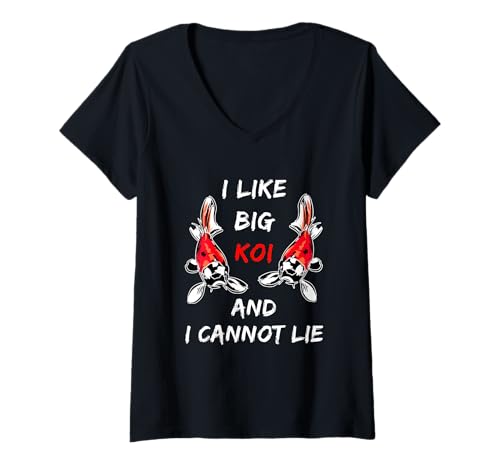 Damen I Like Big Koi Lustiges Japanisches Fischliebhaber-Design T-Shirt mit V-Ausschnitt Damen I Like Big Koi Lustiges Japanisches Fischliebhaber-Design T-Shirt mit V-Ausschnitt von Zen Flow Creations
