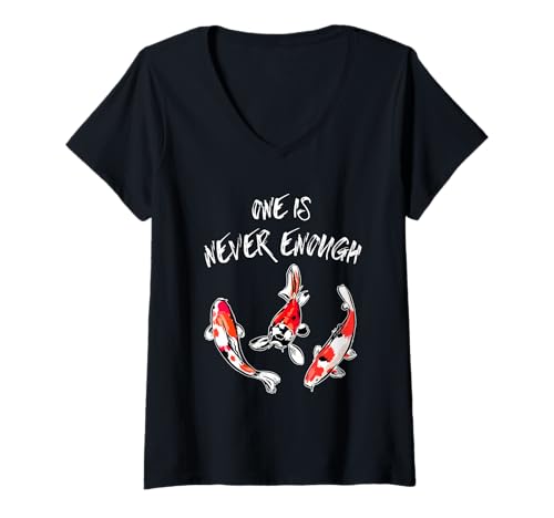 Damen One is Never Enough Koi Fish Japanisches Kunstdesign T-Shirt mit V-Ausschnitt Damen One is Never Enough Koi Fish Japanisches Kunstdesign T-Shirt mit V-Ausschnitt von Zen Flow Creations