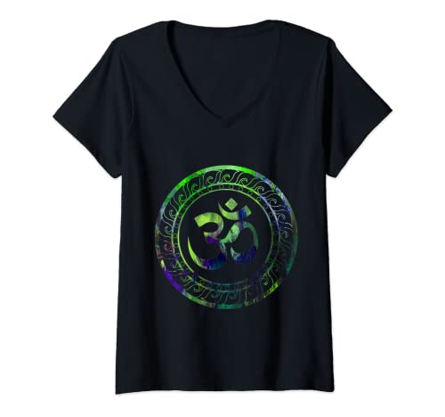 Damen Om Ohm Aum Buddhism Symbol Yoga Sanskrit T-Shirt mit V-Ausschnitt Damen Om Ohm Aum Buddhism Symbol Yoga Sanskrit T-Shirt mit V-Ausschnitt von Zen Gift Ideas