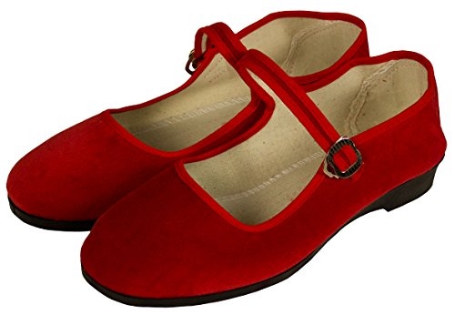 Zen Man Traditionelle chinesische Damenschuhe, Samtschuh (40, Rot) von Zen Man