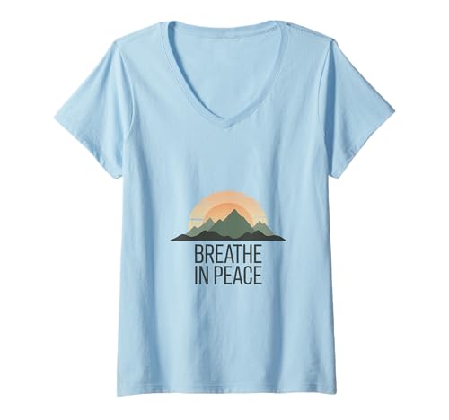 Damen Achtsamkeit Meditation Berg Sonnenaufgang T-Shirt mit V-Ausschnitt Damen Achtsamkeit Meditation Berg Sonnenaufgang T-Shirt mit V-Ausschnitt von Zen Mind Peaceful Apparel