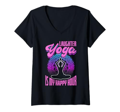 Damen Happy-Hour-Design für Lachyoga T-Shirt mit V-Ausschnitt Damen Happy-Hour-Design für Lachyoga T-Shirt mit V-Ausschnitt von Zen Vibes Studio