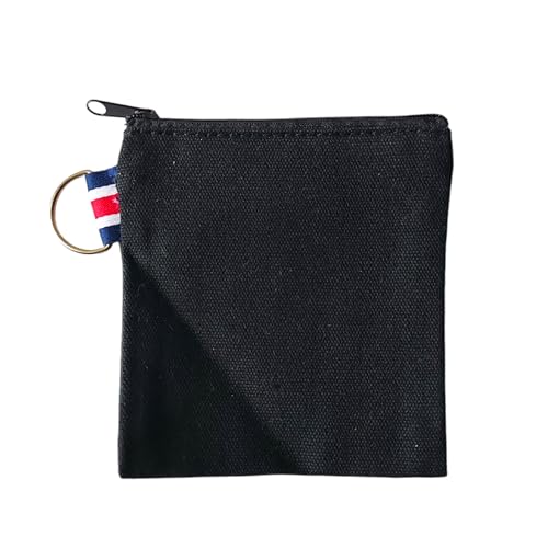 NUTFORD Münzgeldbörse aus Segeltuch, einfarbig, mehrere Auswahlmöglichkeiten, mit Schlüsselring für die Aufbewahrung von Münzen und Scheine, kleine Kosmetikzubehör, Elektronikzubehör usw. (B Schwarz) von Zen&Tao