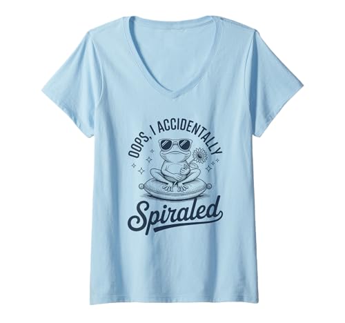 Damen Lustiges Frosch-Zitat Oops I Accidentally Spiraled Meditating T-Shirt mit V-Ausschnitt Damen Lustiges Frosch-Zitat Oops I Accidentally Spiraled Meditating T-Shirt mit V-Ausschnitt von ZenHoppers