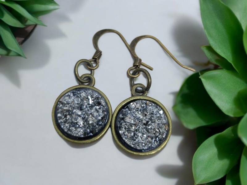 Druzy Ohrringe Faux Silber, Antike Bronze Haken Druzy Ohrringe Faux Silber, Antike Bronze Haken von ZenSationalGifts