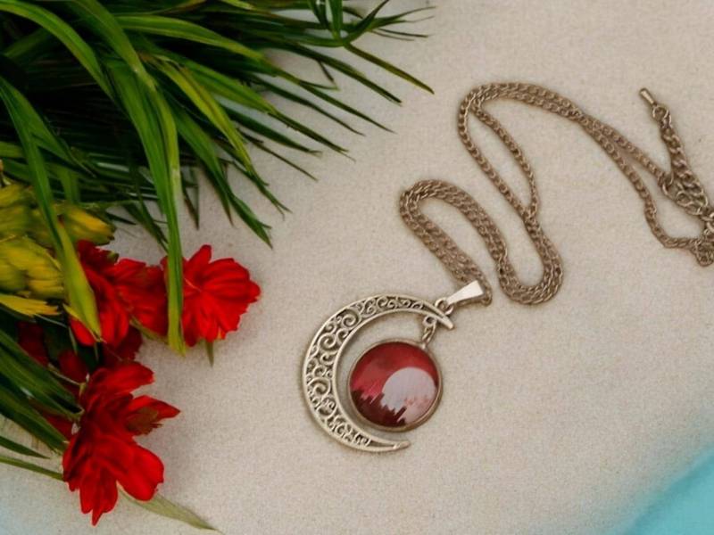 Halbmond Stadtbild Anhänger Halskette - 24 "Silber Kette von ZenSationalGifts