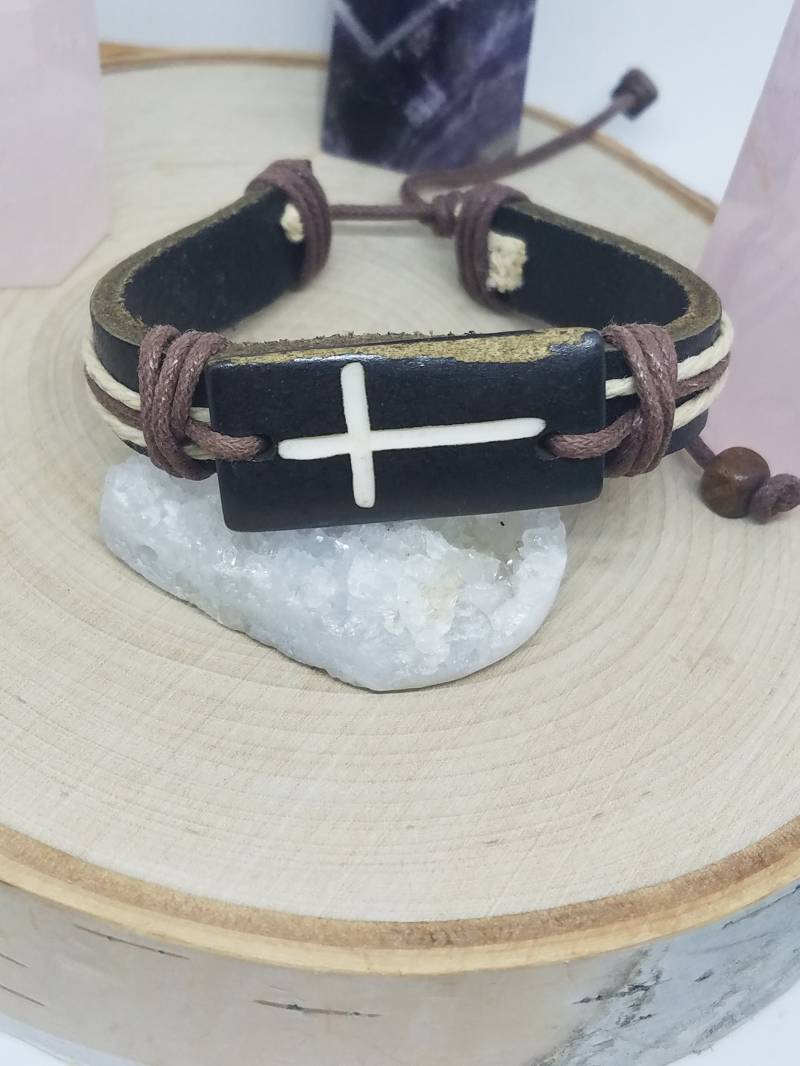 Herren Kreuz Lederarmband Verstellbarer Religiöser Schmuck Herren Kreuz Lederarmband Verstellbarer Religiöser Schmuck von ZenSationalGifts