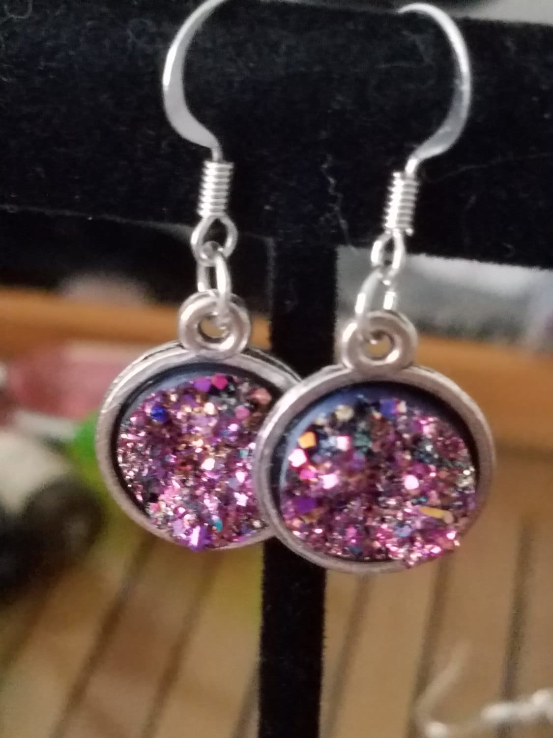 Lila Druzy Ohrringe Boho Kristallstein Ohrringe von ZenSationalGifts