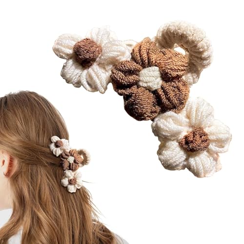 Gestrickte Blumen-Haarklammer, gehäkelte Haarspangen, stilvolles Häkelhaar-Accessoire für Frauen und Mädchen, Plüsch-Haarspange, starker Halt, halber Dutt Haarnadeln Gestrickte Blumen-Haarklammer, gehäkelte Haarspangen, stilvolles Häkelhaar-Accessoire für Frauen und Mädchen, Plüsch-Haarspange, starker Halt, halber Dutt Haarnadeln von Zenarao