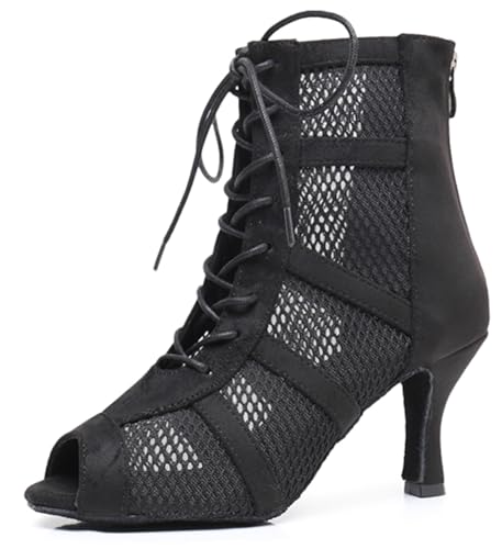 ZengyeZoo Tanzschuhe Latin Standard Damen Mesh Offene Tanzstiefel Abend Stiefeletten mit Reißverschluss XZ3220 Schwarz EU 39 ZengyeZoo Tanzschuhe Latin Standard Damen Mesh Offene Tanzstiefel Abend Stiefeletten mit Reißverschluss XZ3220 Schwarz EU 39 von ZengyeZoo
