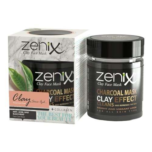 Zenix Clay Face Mask Charcoal 190gr | Gesichtsmaske mit Tonerde | Gesichtskur mit Kohlemineral | Gesichtspflege für Männer & Frauen - gegen Pickel, Mitesser und Unreinheiten | Kil Maskesi von Zenix