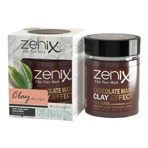 Zenix Clay Face Mask Chocolate 190gr | Gesichtsmaske mit Tonerde | Gesichtskur mit Schokolade | Gesichtspflege für Männer & Frauen - gegen Pickel, Mitesser und Unreinheiten | Kil Maskesi von Zenix