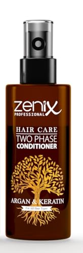 Zenix Two Phase Argan & Keratin Leave In Conditioner Sprühkur 250ml I 2 Phasen Feuchtigkeitsspray I Haarpflege-Spray ohne Ausspülen I für beschädigtes & strapaziertes Haar I Haar-Kur von Zenix