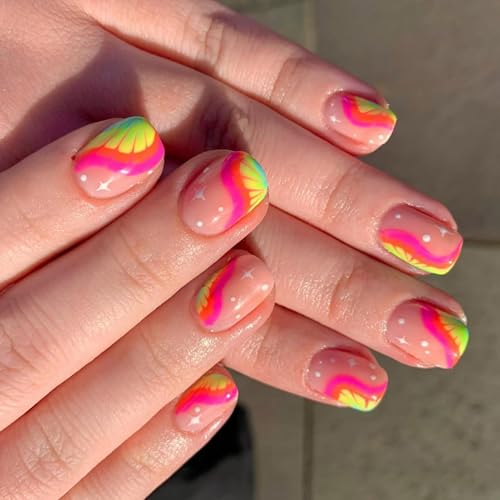 Quadratische Presse Auf Nägeln Schmetterling Gefälschte Nägel Kleber Auf Nägeln Künstliche Acrylnägel 12 Größe 24pcs Stick Auf Nägeln Frauen von Zenlir