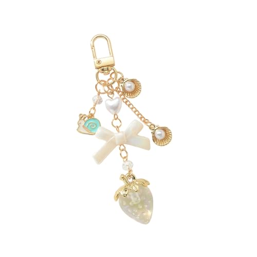 Zeitgenössische Strawberry Bows Keyring Bag Orament Praxis Harz Telefon Charme Keychain Kompakt Travel Accessoire Geburtstagsgeschenkschlüsselungszubehör Zubehör von Zenlir