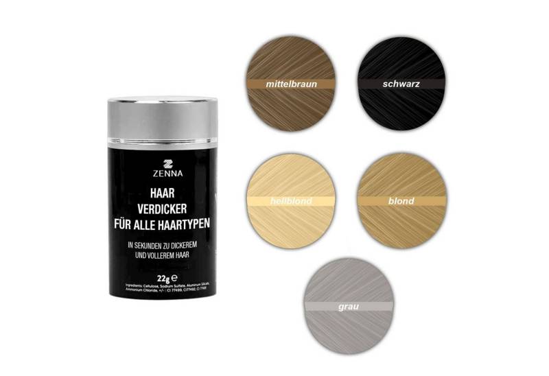 Zenna Volumenpuder Premium Schütthaar Haarpulver Haarauffüller, Streuhaar zur Haarverdichtung, 22g Zenna Volumenpuder Premium Schütthaar Haarpulver Haarauffüller, Streuhaar zur Haarverdichtung, 22g von Zenna