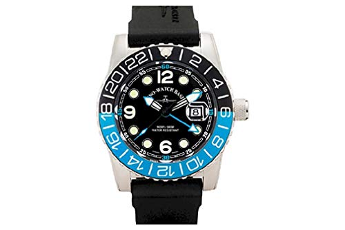 Zeno-Watch Herrenuhr - Airplane Diver Quartz GMT Points (Dual Time), Black/Blue - 6349Q-GMT-a1-4 von ZENO-WATCH BASEL