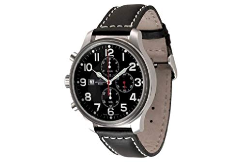 Zeno-Watch Herrenuhr - Oversized Pilot Chrono Lefthander - 8557TVD-Left-a1 von Zeno