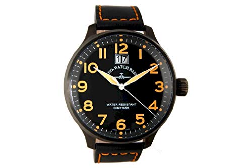 Zeno-Watch Herrenuhr - Super Oversized Big Date Black&orange - 6221-7003Q-bk-a15 von Zeno