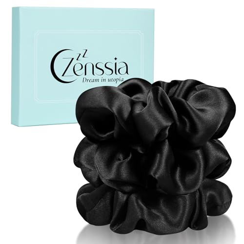 Zenssia Seide Haargummis für Haare, Scrunchies aus Maulbeerseide für Frauen und Mädchen, Seide Haarringe Scrunchies Haargummis für dickes und lockiges Haar, Schwarz*3 Zenssia Seide Haargummis für Haare, Scrunchies aus Maulbeerseide für Frauen und Mädchen, Seide Haarringe Scrunchies Haargummis für dickes und lockiges Haar, Schwarz*3 von Zenssia