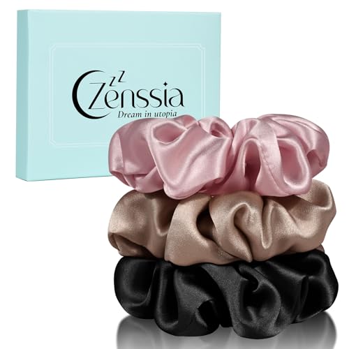 Zenssia Seide Haargummis für Haare, Scrunchies aus Maulbeerseide für Frauen und Mädchen, Seide Haarringe Scrunchies Haargummis für dickes und lockiges Haar, Schwarz Kamelfarben Altrosa Zenssia Seide Haargummis für Haare, Scrunchies aus Maulbeerseide für Frauen und Mädchen, Seide Haarringe Scrunchies Haargummis für dickes und lockiges Haar, Schwarz Kamelfarben Altrosa von Zenssia