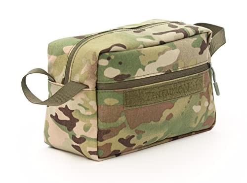 Zentauron Kulturtasche Multicam I Taktische Kulturtasche aus hochwertigem Cordura mit 3L Volumen I Reise Camping Waschtasche Kosmetiktasche Herren & Damen I Kulturbeutel zum Aufhängen von Zentauron