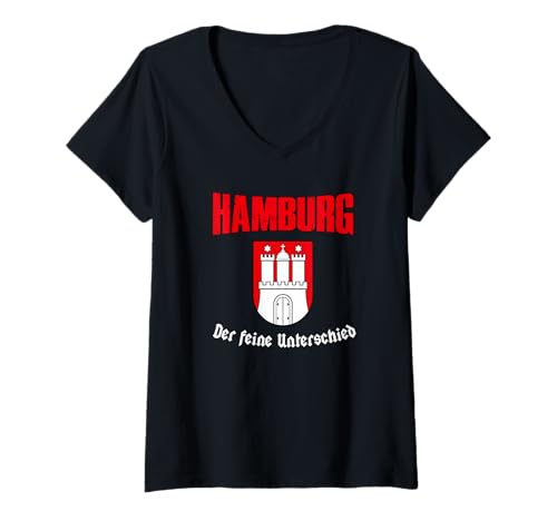Damen Hamburg der feine Unterschied Kiez Reeperbahn Hanseatisch T-Shirt mit V-Ausschnitt Damen Hamburg der feine Unterschied Kiez Reeperbahn Hanseatisch T-Shirt mit V-Ausschnitt von Zenzeo