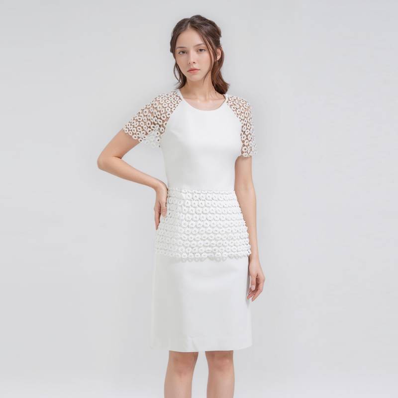 Creme Formelles Kleid/ Kate Mittelalter Inspiriertes Schößchenkleid/ Schößchen Arbeitskleid/ Kurzes Standesamtliches Hochzeitskleid/ Modernes von Zepherra