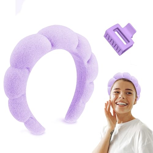 ZEPHRA Make-up-Stirnband mit Klaue, Blasen-Hautpflege-Stirnband, Frottee-Stoff, gepolstertes Spa-Stirnband, Beauty-Stirnband zum Waschen des Gesichts, Make-up, Stirnband für Frauen (Flieder, Standard) ZEPHRA Make-up-Stirnband mit Klaue, Blasen-Hautpflege-Stirnband, Frottee-Stoff, gepolstertes Spa-Stirnband, Beauty-Stirnband zum Waschen des Gesichts, Make-up, Stirnband für Frauen (Flieder, Standard) von Zephra
