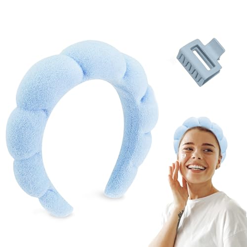 ZEPHRA Make-up-Stirnband mit Klaue, Blasen-Hautpflege-Stirnband, Frottee-Stoff, gepolstertes Spa-Stirnband, Beauty-Stirnband zum Waschen des Gesichts, Make-up, Stirnband für Frauen (Hellblau, ZEPHRA Make-up-Stirnband mit Klaue, Blasen-Hautpflege-Stirnband, Frottee-Stoff, gepolstertes Spa-Stirnband, Beauty-Stirnband zum Waschen des Gesichts, Make-up, Stirnband für Frauen (Hellblau, von Zephra